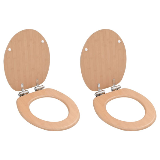 Toiletbrillen 2 st met soft-close deksels MDF bamboeontwerp is nu te koop bij PeponiXL, paradijselijk wonen!