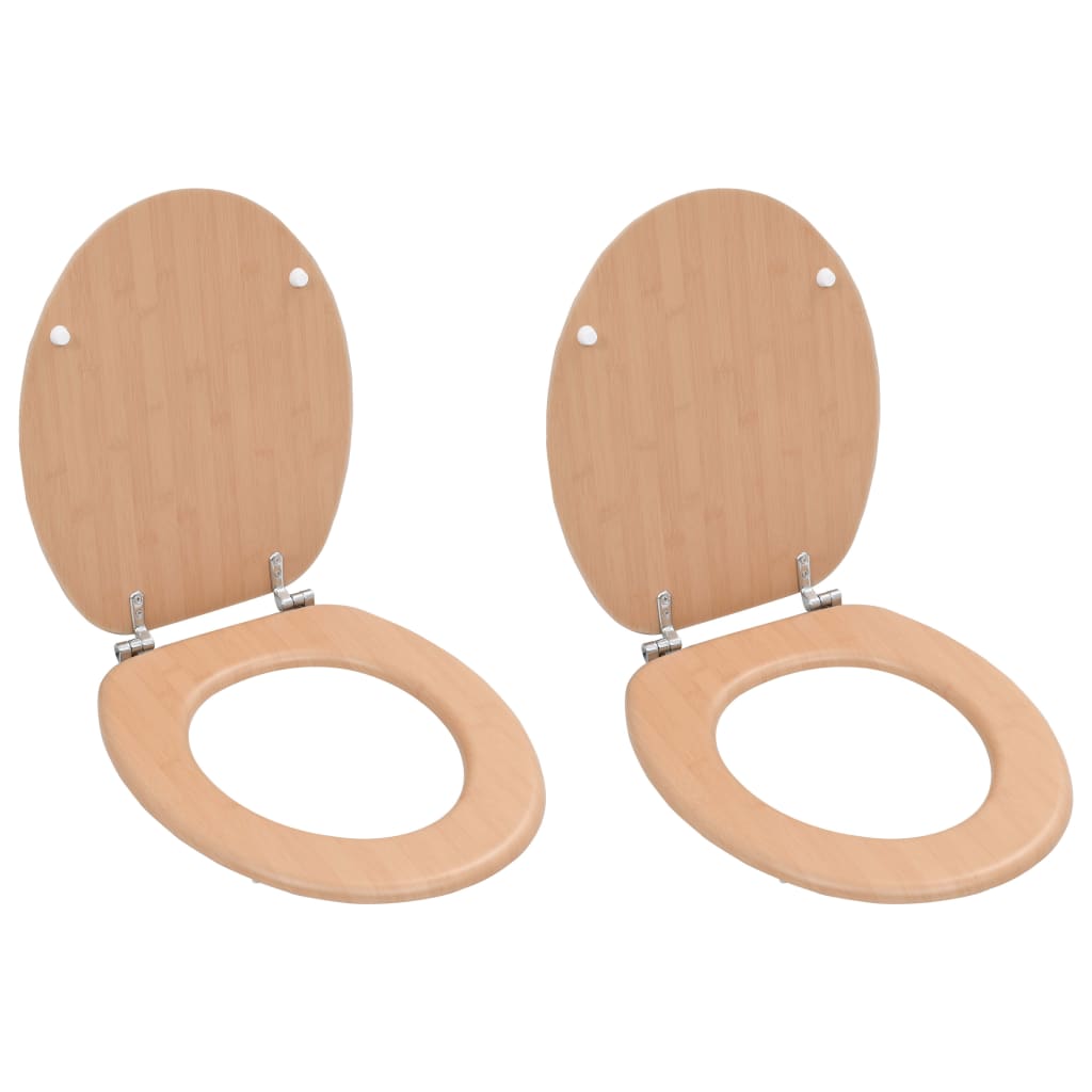 Toiletbrillen 2 st met deksels bamboeontwerp MDF is nu te koop bij PeponiXL, paradijselijk wonen!