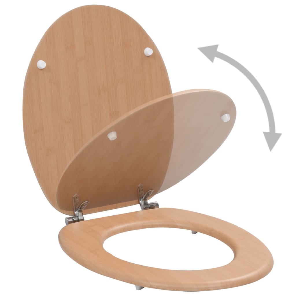 Toiletbrillen 2 st met deksels bamboeontwerp MDF is nu te koop bij PeponiXL, paradijselijk wonen!