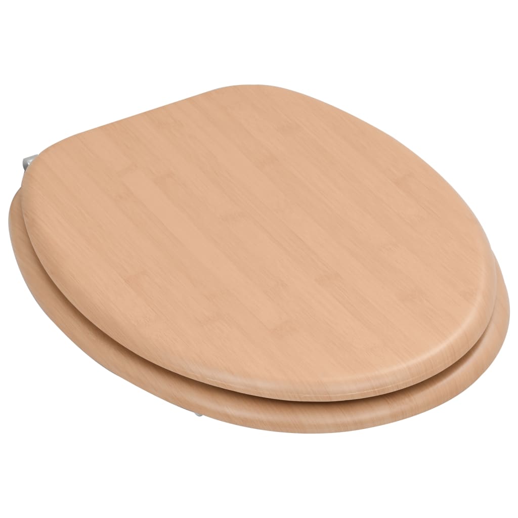 Toiletbrillen 2 st met deksels bamboeontwerp MDF is nu te koop bij PeponiXL, paradijselijk wonen!