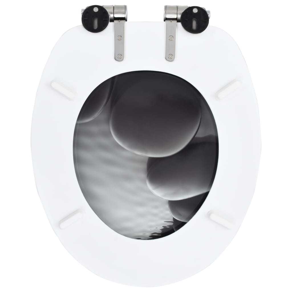Toiletbrillen 2 st met soft-close deksels MDF steenontwerp is nu te koop bij PeponiXL, paradijselijk wonen!