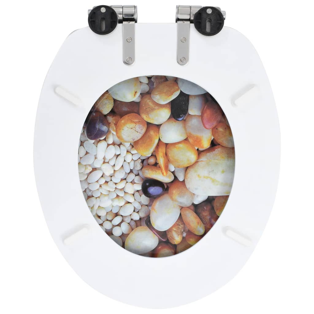 Toiletbrillen 2 st met soft-close deksels MDF kiezelontwerp is nu te koop bij PeponiXL, paradijselijk wonen!