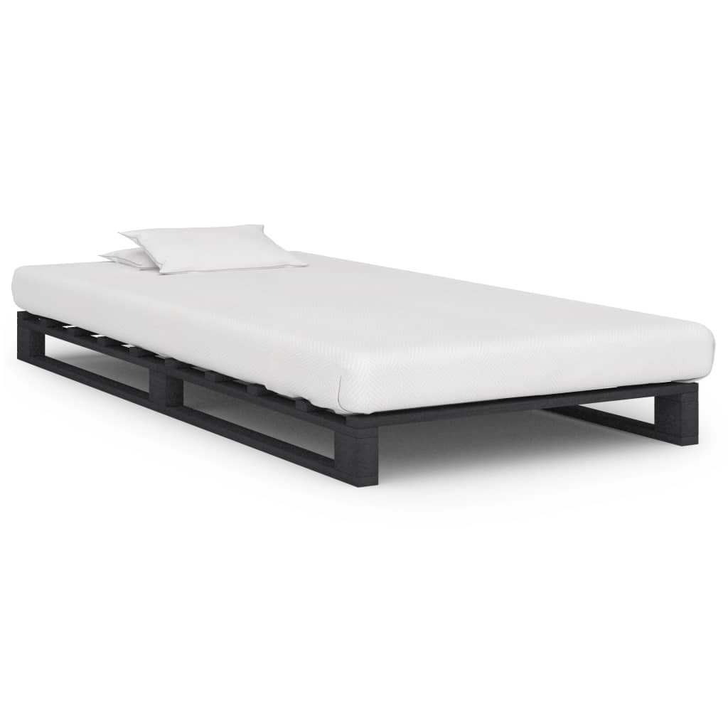 Bedframe pallet massief grenenhout grijs 90x200 cm is nu te koop bij PeponiXL, paradijselijk wonen!