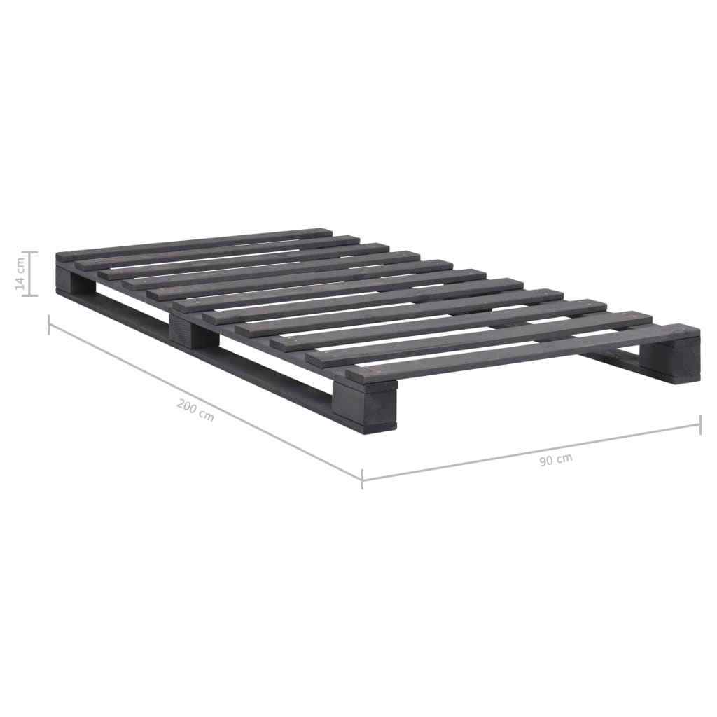 Bedframe pallet massief grenenhout grijs 90x200 cm is nu te koop bij PeponiXL, paradijselijk wonen!