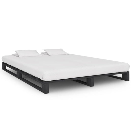 Bedframe pallet massief grenenhout grijs 120x200 cm is nu te koop bij PeponiXL, paradijselijk wonen!