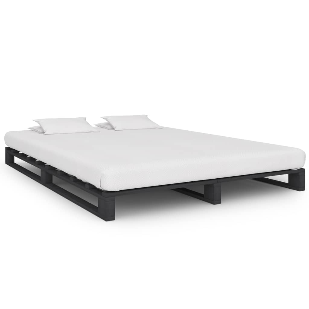 Bedframe pallet massief grenenhout grijs 140x200 cm is nu te koop bij PeponiXL, paradijselijk wonen!