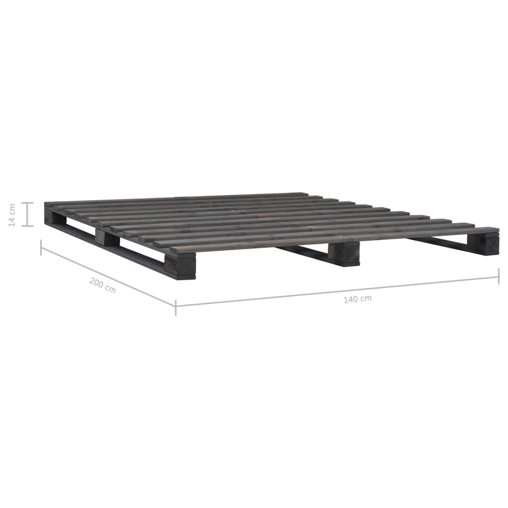Bedframe pallet massief grenenhout grijs 140x200 cm is nu te koop bij PeponiXL, paradijselijk wonen!