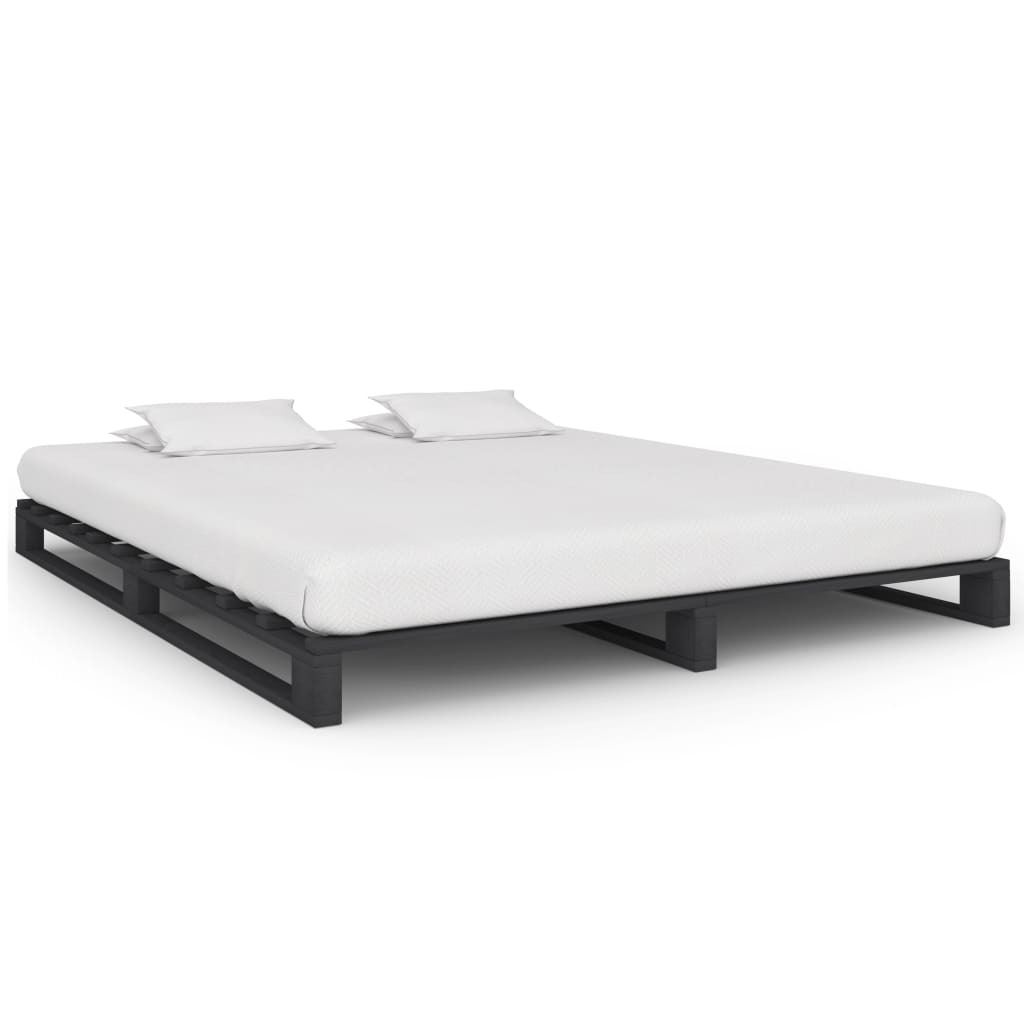 Bedframe pallet massief grenenhout grijs 200x200 cm is nu te koop bij PeponiXL, paradijselijk wonen!