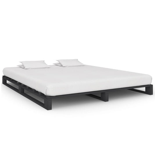 Bedframe pallet massief grenenhout grijs 200x200 cm is nu te koop bij PeponiXL, paradijselijk wonen!