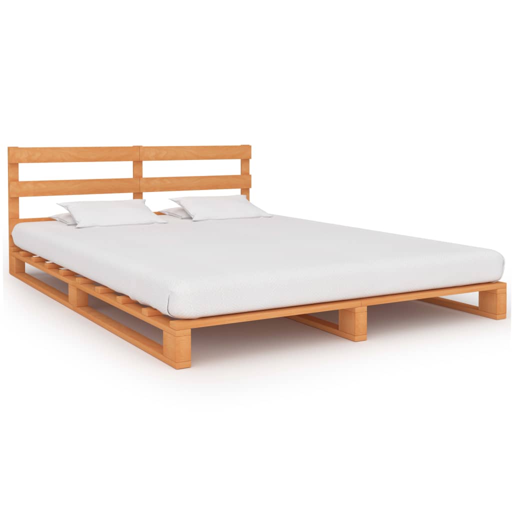 Bedframe pallet massief grenenhout bruin 120x200 cm is nu te koop bij PeponiXL, paradijselijk wonen!
