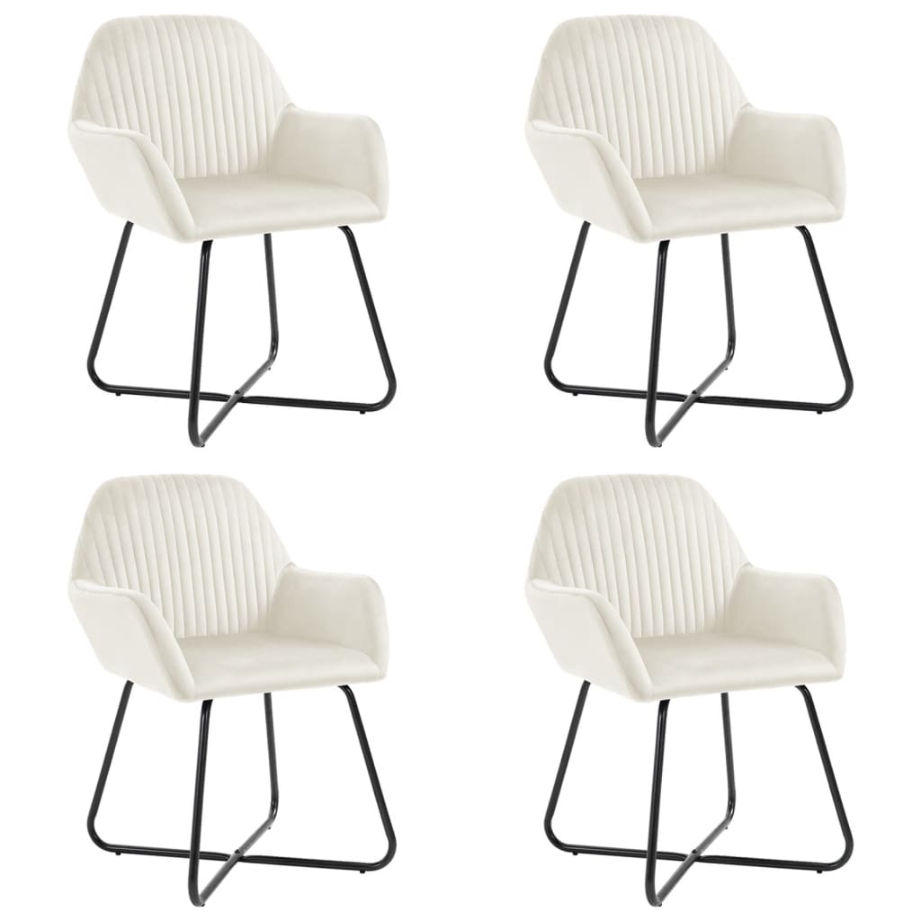 Eetkamerstoelen 4 st fluweel crèmekleurig is nu te koop bij PeponiXL, paradijselijk wonen!