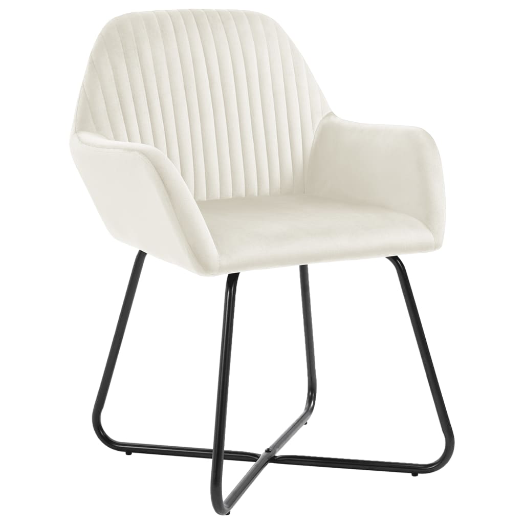 Eetkamerstoelen 4 st fluweel crèmekleurig is nu te koop bij PeponiXL, paradijselijk wonen!