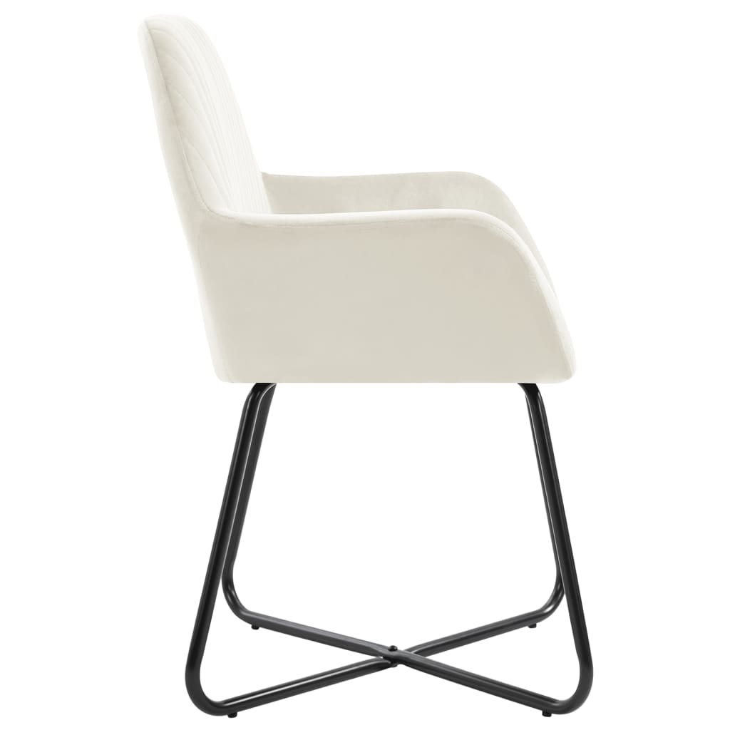 Eetkamerstoelen 4 st fluweel crèmekleurig is nu te koop bij PeponiXL, paradijselijk wonen!