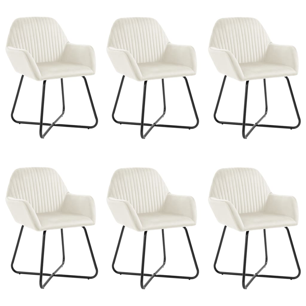 Eetkamerstoelen 6 st fluweel crèmekleurig is nu te koop bij PeponiXL, paradijselijk wonen!