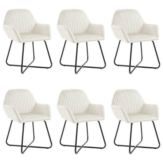 Eetkamerstoelen 6 st fluweel crèmekleurig is nu te koop bij PeponiXL, paradijselijk wonen!
