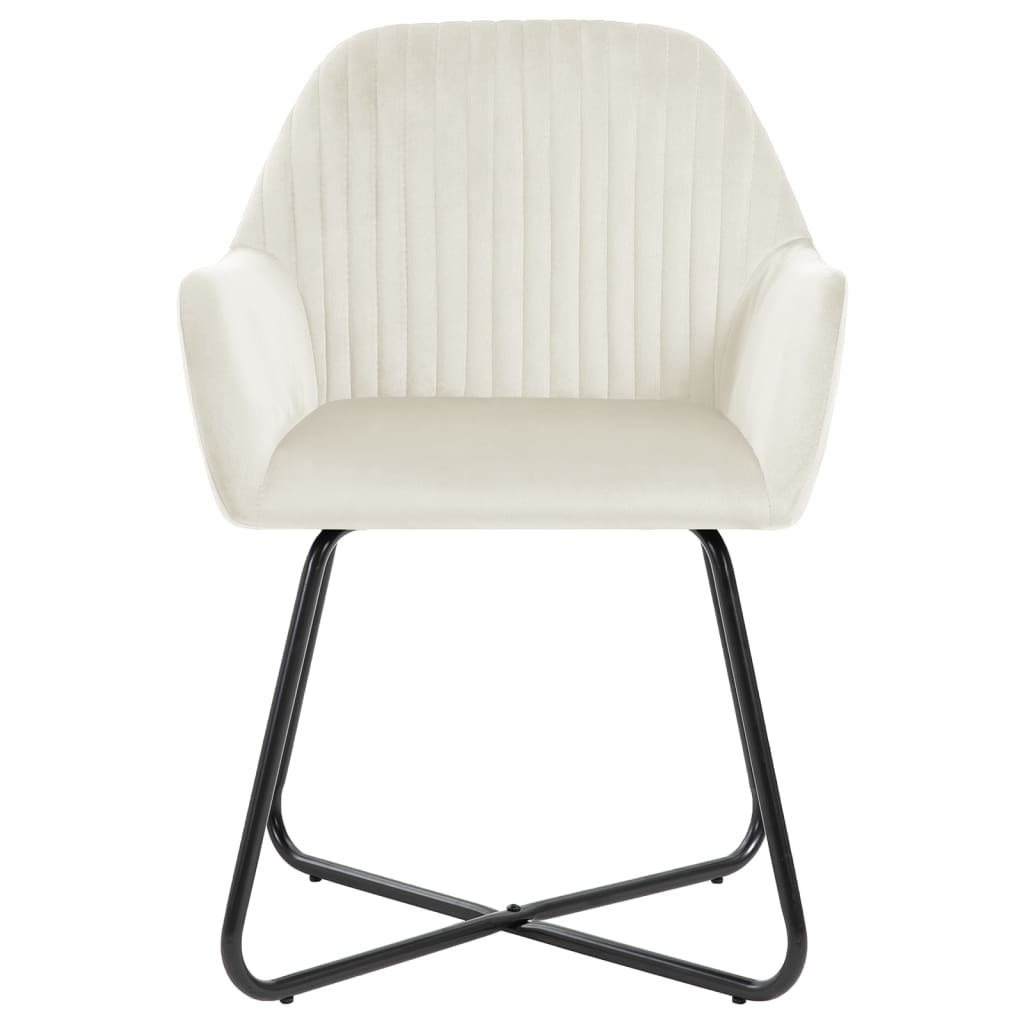 Eetkamerstoelen 6 st fluweel crèmekleurig is nu te koop bij PeponiXL, paradijselijk wonen!