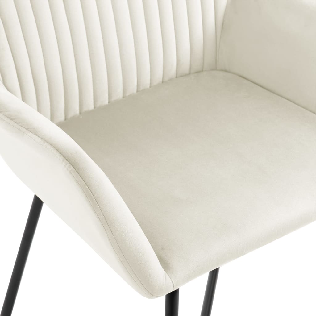 Eetkamerstoelen 6 st fluweel crèmekleurig is nu te koop bij PeponiXL, paradijselijk wonen!
