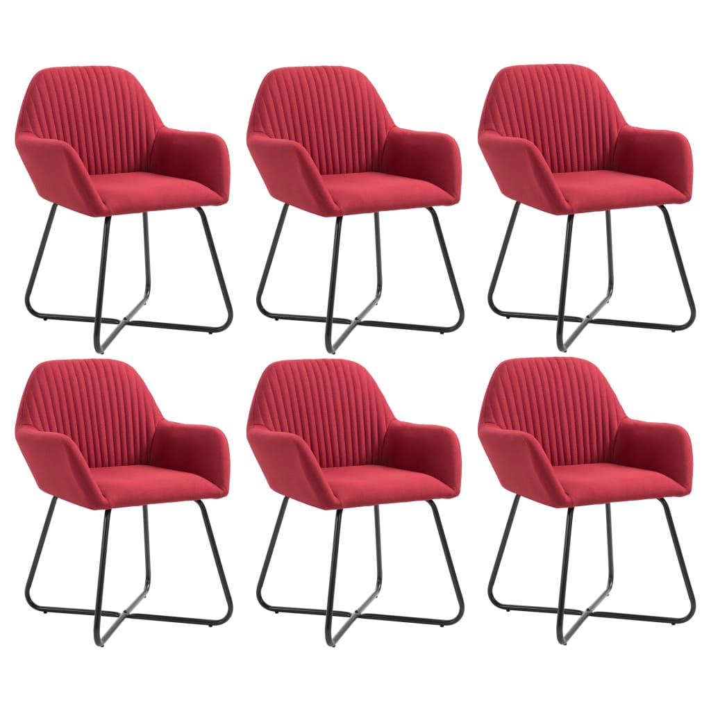 Eetkamerstoelen 6 st stof wijnrood