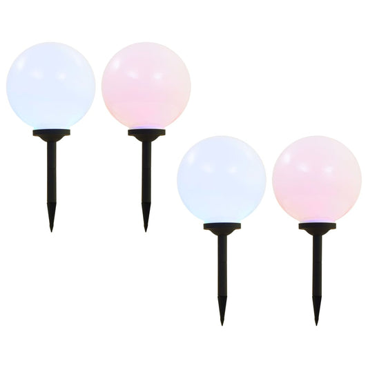 Solarlampen 4 st LED rond 30 cm RGB is nu te koop bij PeponiXL, paradijselijk wonen!