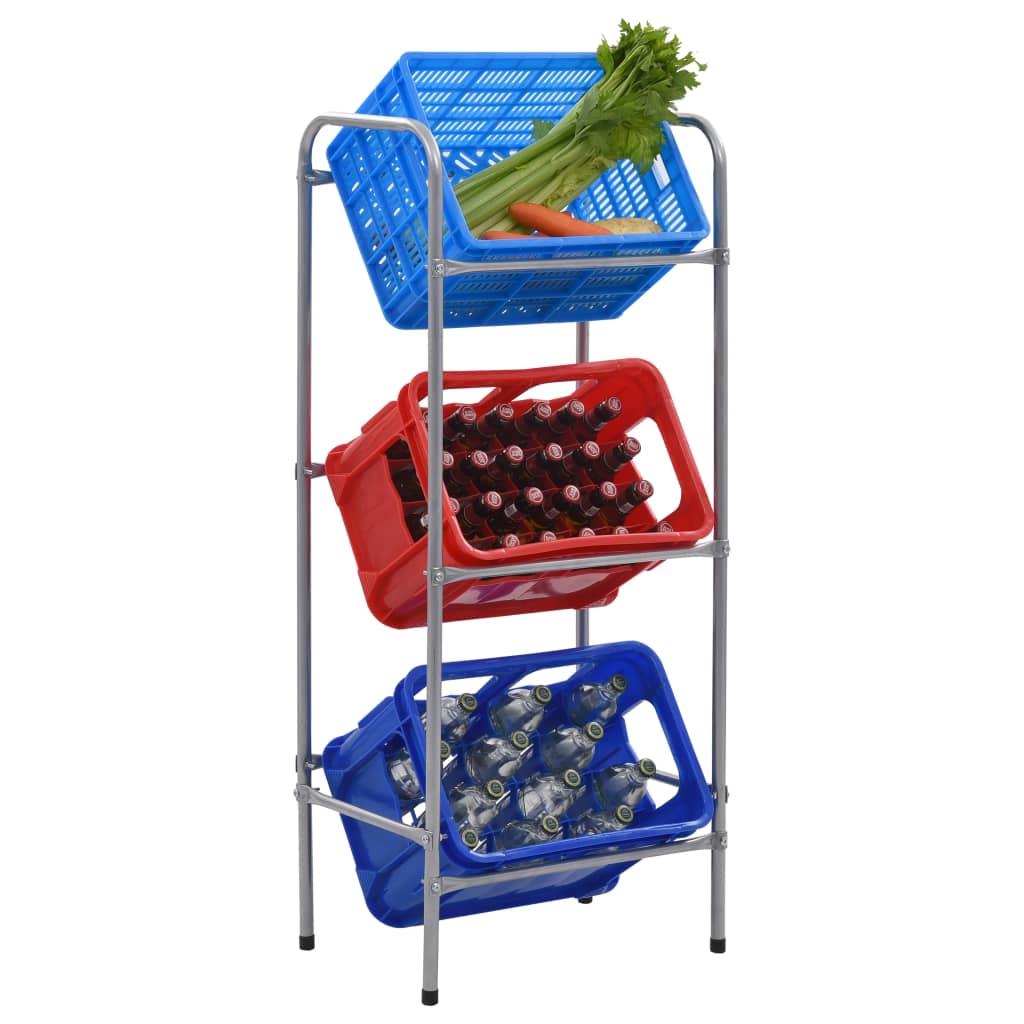 Opbergrek voor 3 kratten 50x33x116 staal zilverkleurig is nu te koop bij PeponiXL, paradijselijk wonen!