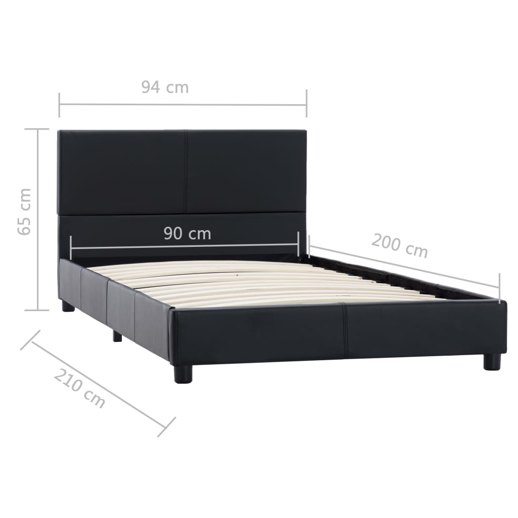 Bedframe kunstleer zwart 90x200 cm is nu te koop bij PeponiXL, paradijselijk wonen!