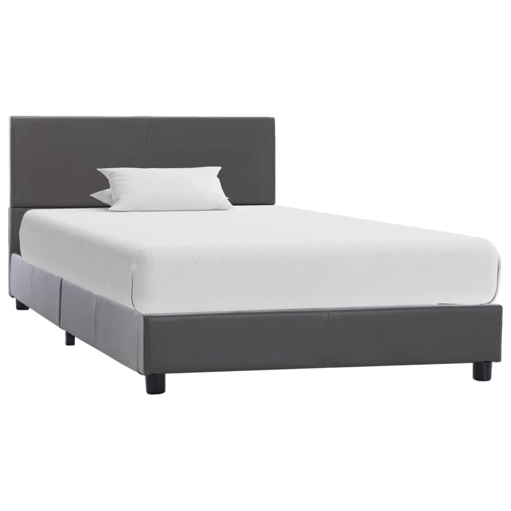 Bedframe kunstleer grijs 90x200 cm is nu te koop bij PeponiXL, paradijselijk wonen!