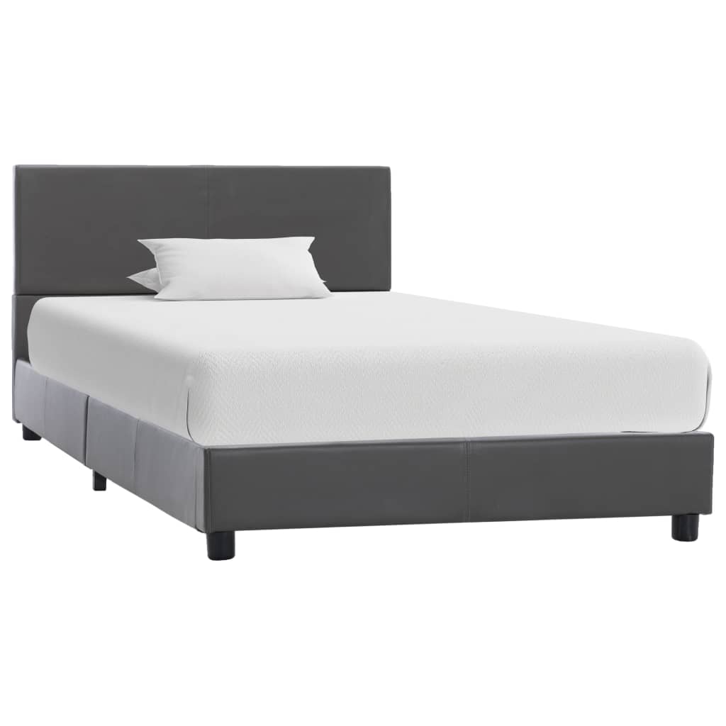 Bedframe kunstleer grijs 100x200 cm is nu te koop bij PeponiXL, paradijselijk wonen!