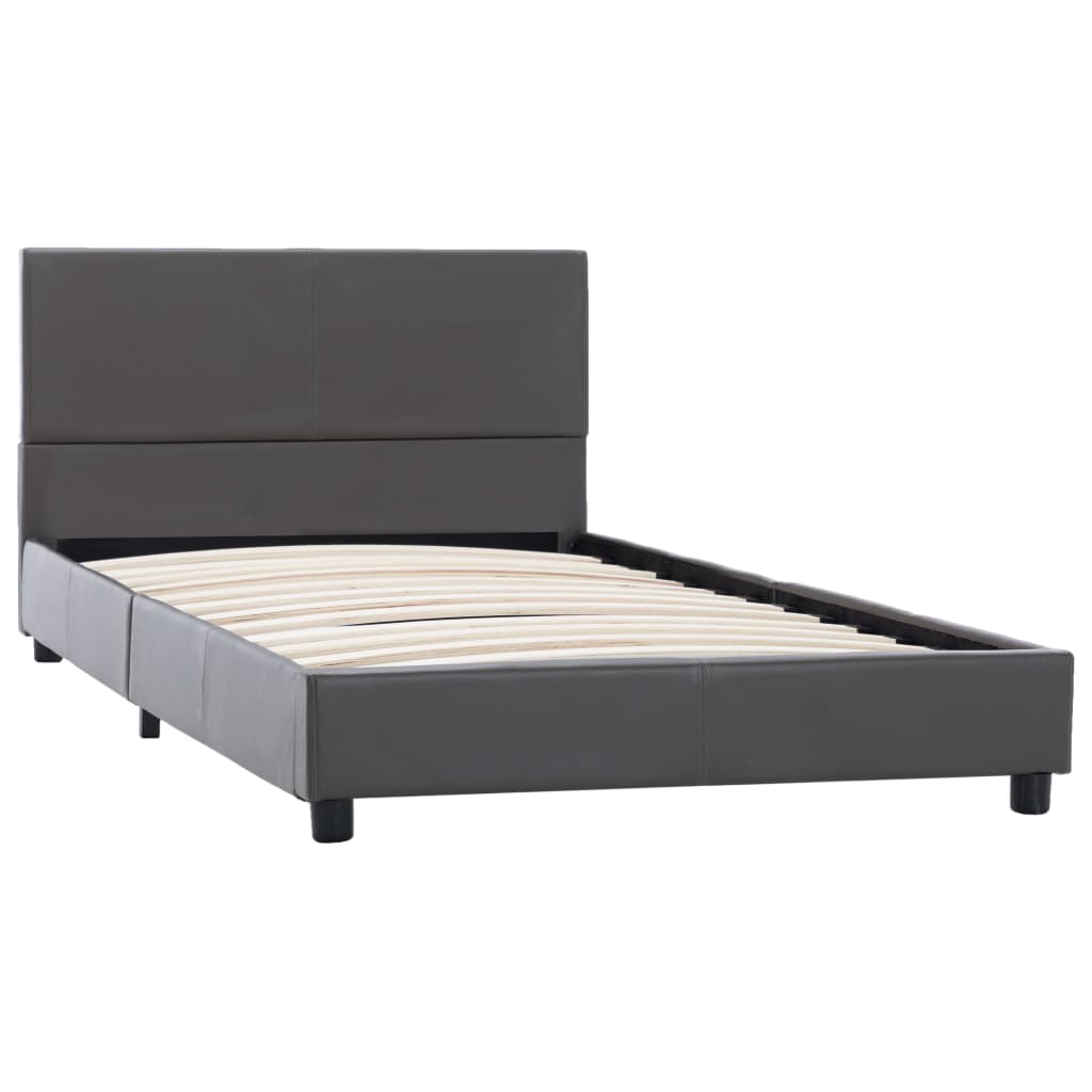 Bedframe kunstleer grijs 100x200 cm is nu te koop bij PeponiXL, paradijselijk wonen!