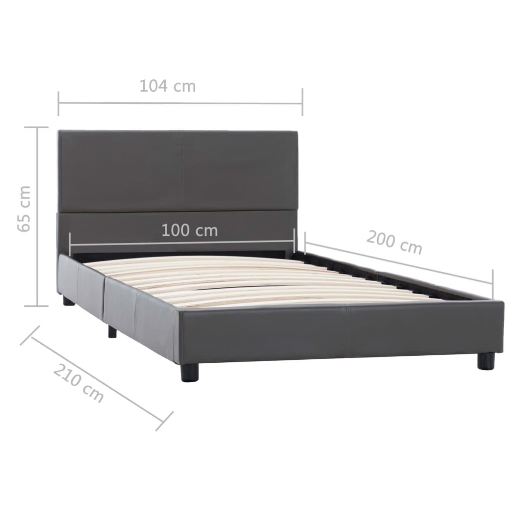 Bedframe kunstleer grijs 100x200 cm is nu te koop bij PeponiXL, paradijselijk wonen!