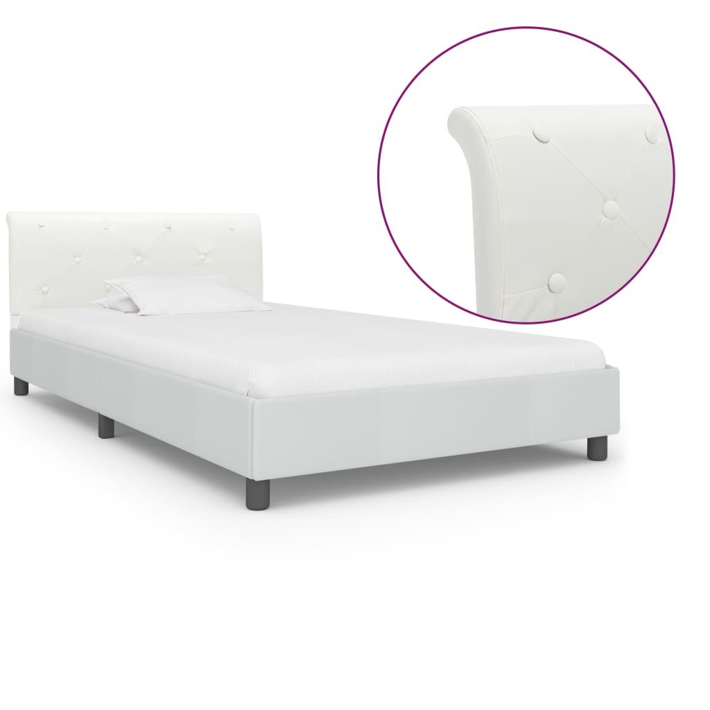 Bedframe kunstleer wit 90x200 cm is nu te koop bij PeponiXL, paradijselijk wonen!