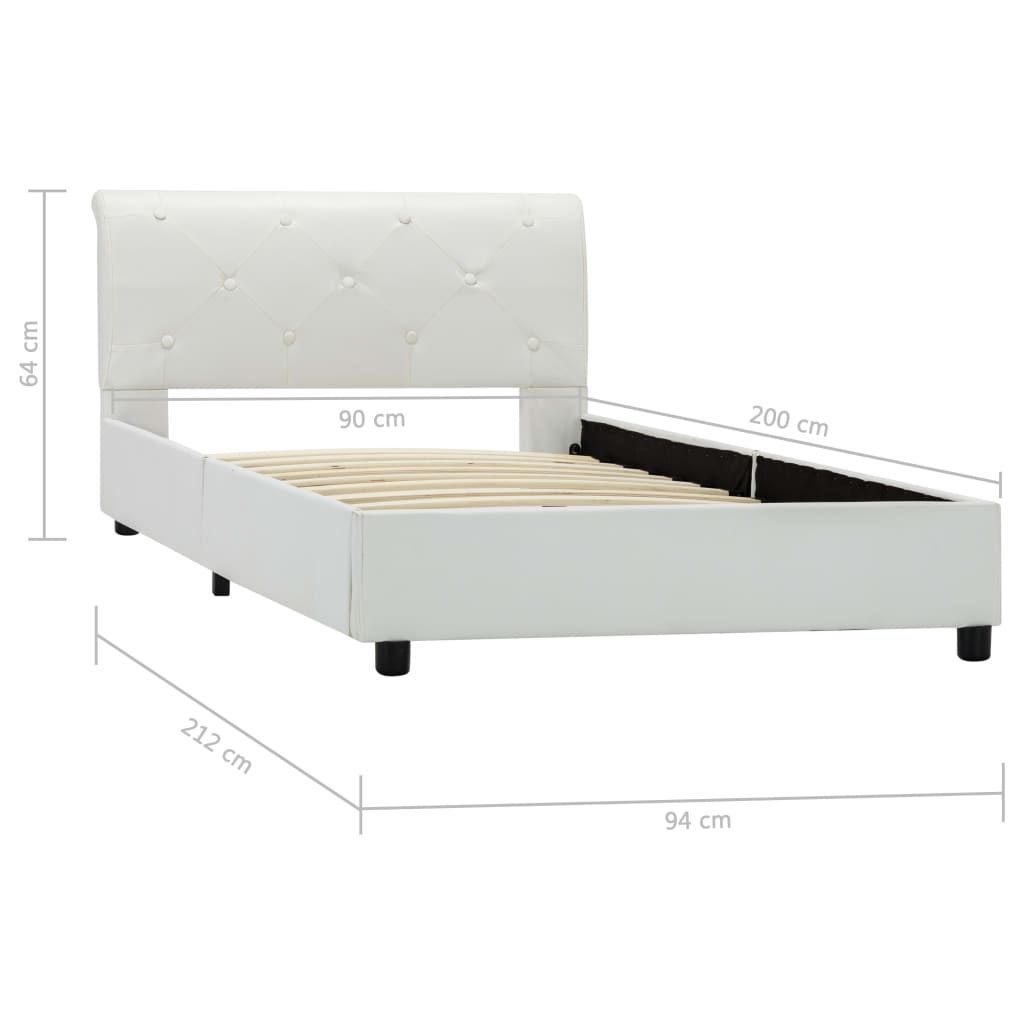 Bedframe kunstleer wit 90x200 cm is nu te koop bij PeponiXL, paradijselijk wonen!