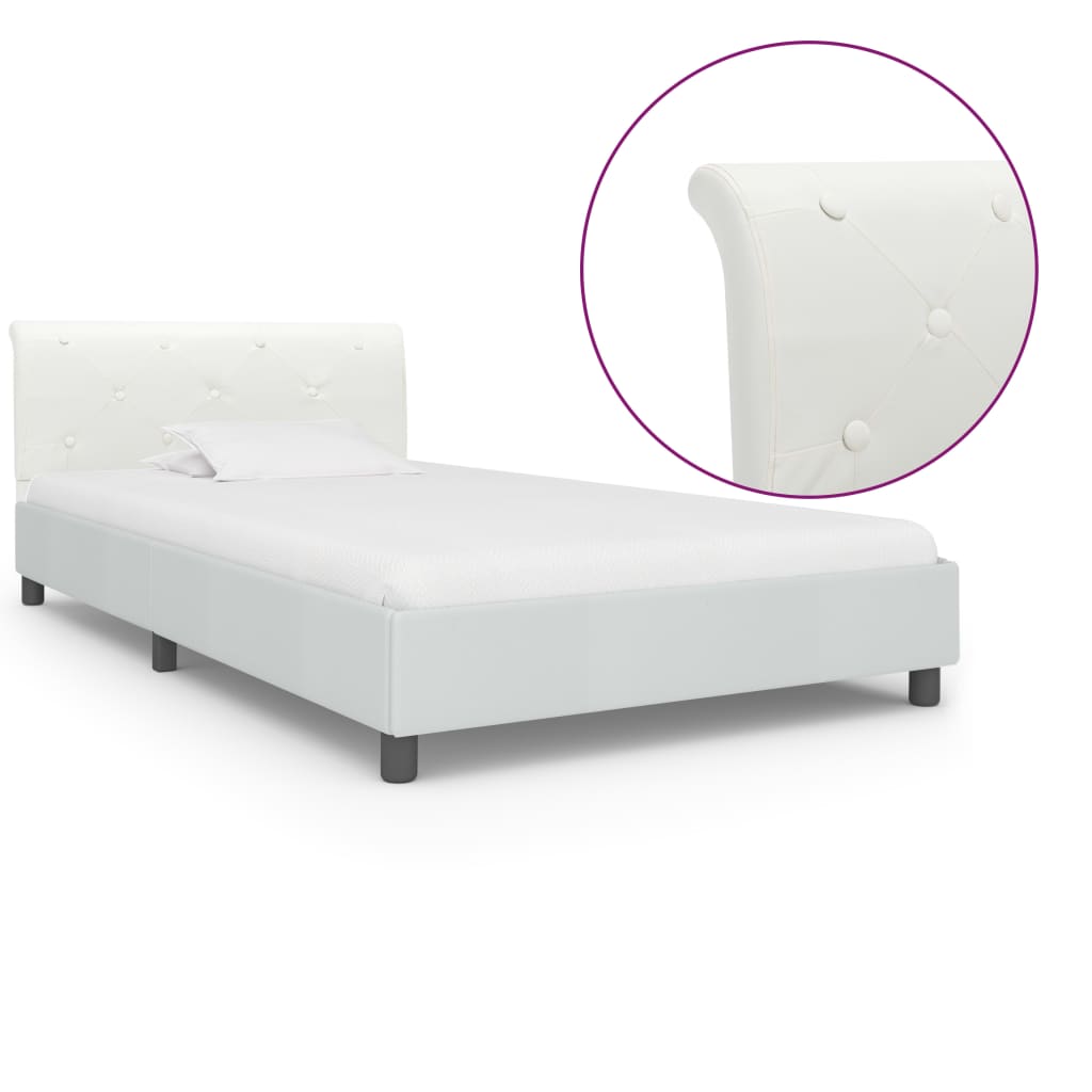Bedframe kunstleer wit 100x200 cm is nu te koop bij PeponiXL, paradijselijk wonen!