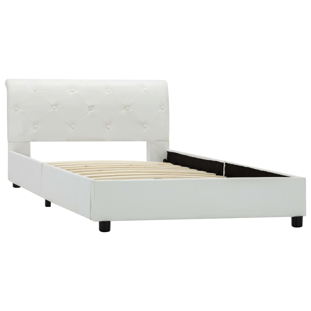 Bedframe kunstleer wit 100x200 cm is nu te koop bij PeponiXL, paradijselijk wonen!