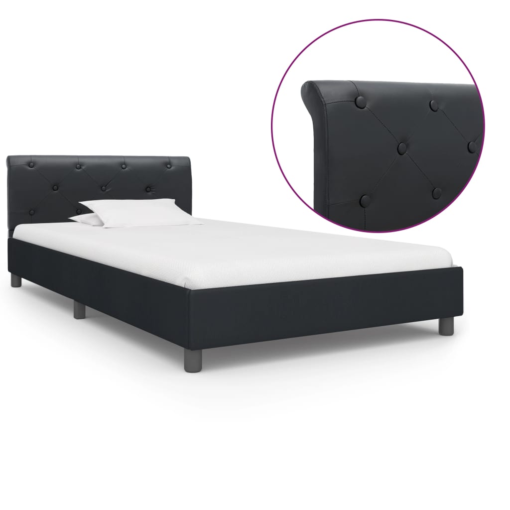Bedframe kunstleer zwart 100x200 cm is nu te koop bij PeponiXL, paradijselijk wonen!