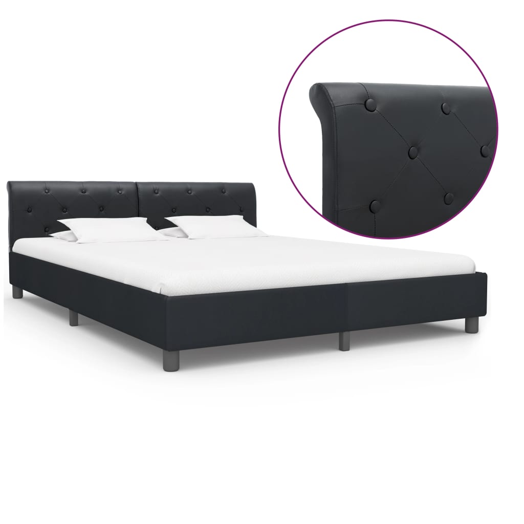 Bedframe kunstleer zwart 160x200 cm is nu te koop bij PeponiXL, paradijselijk wonen!