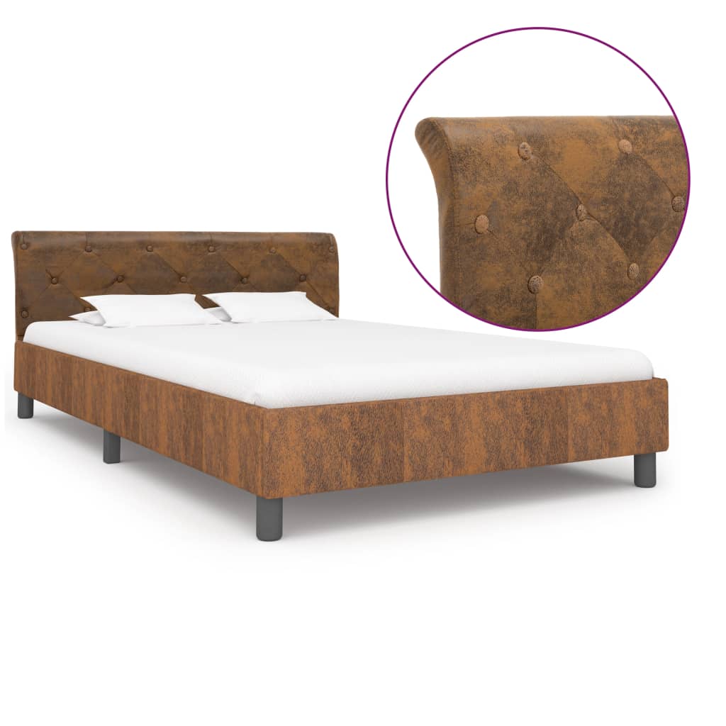 Bedframe kunstsuède bruin 140x200 cm is nu te koop bij PeponiXL, paradijselijk wonen!