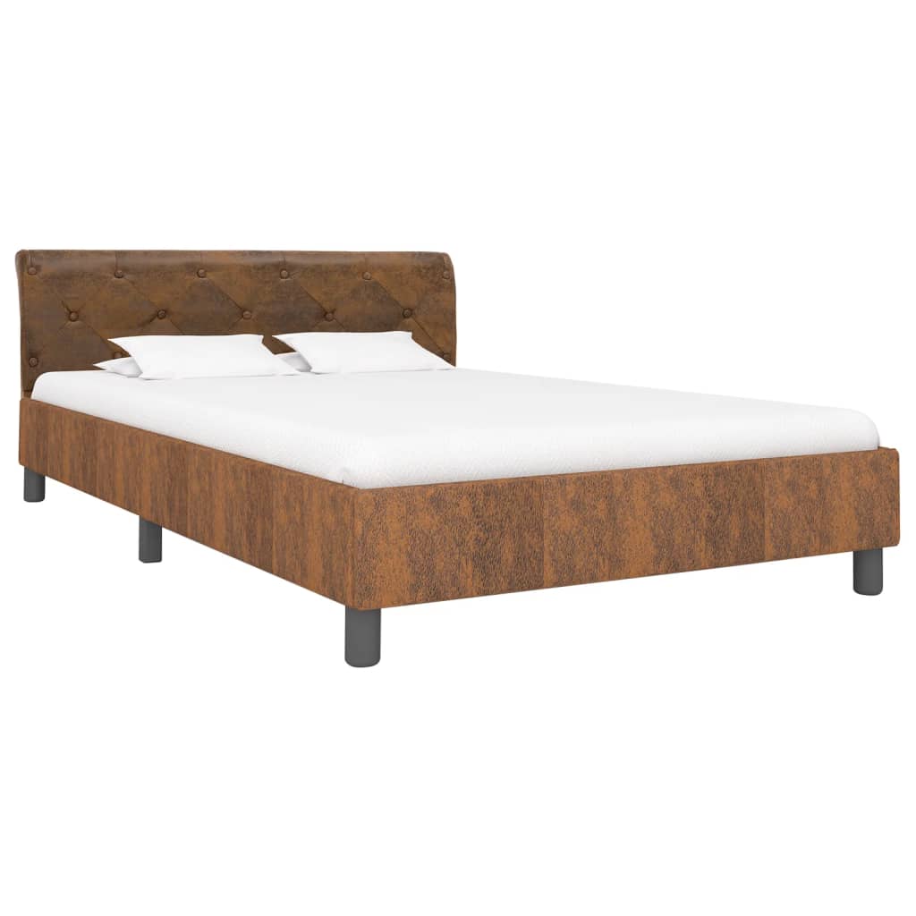 Bedframe kunstsuède bruin 140x200 cm is nu te koop bij PeponiXL, paradijselijk wonen!