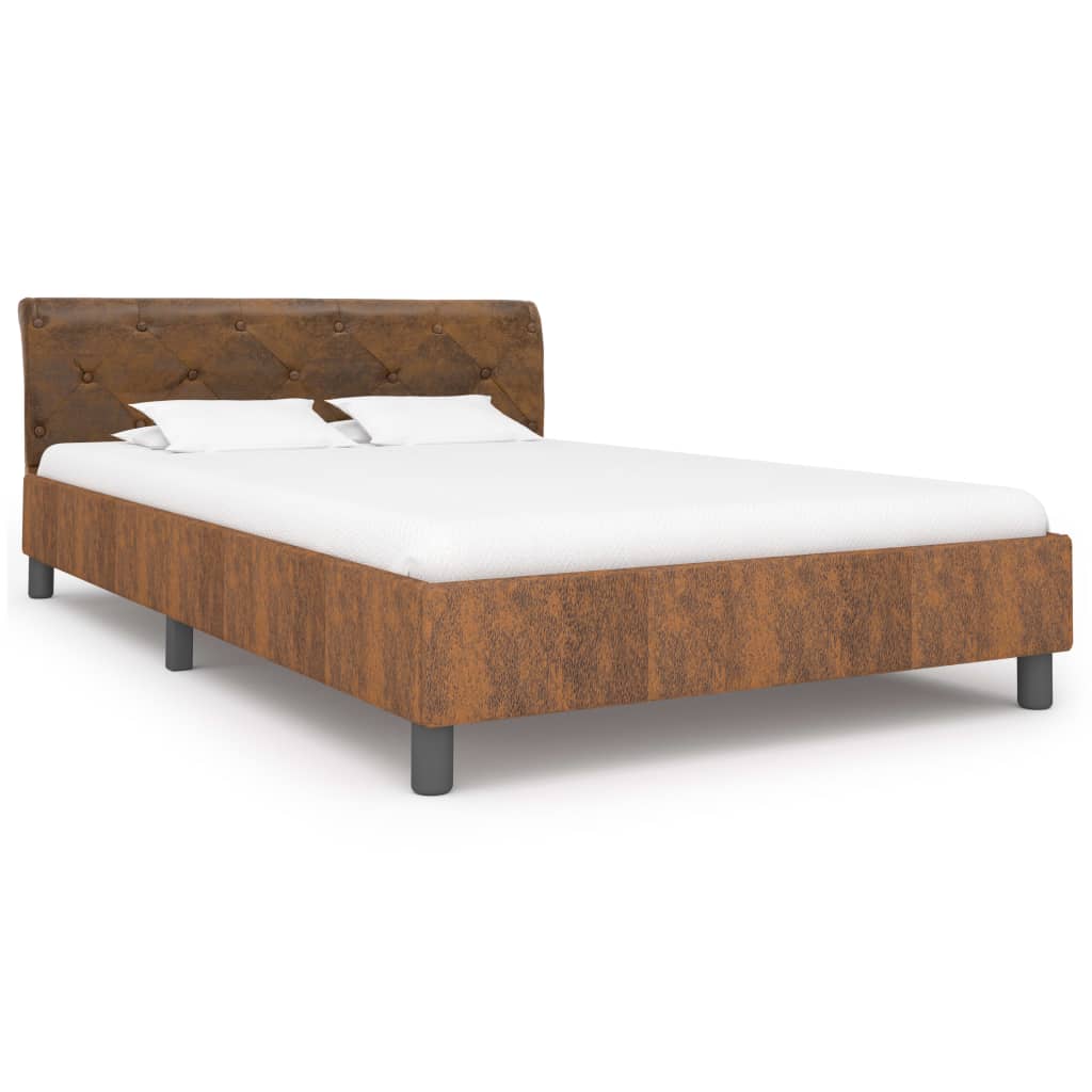 Bedframe kunstsuède bruin 140x200 cm is nu te koop bij PeponiXL, paradijselijk wonen!