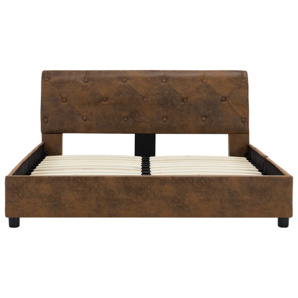 Bedframe kunstsuède bruin 140x200 cm is nu te koop bij PeponiXL, paradijselijk wonen!