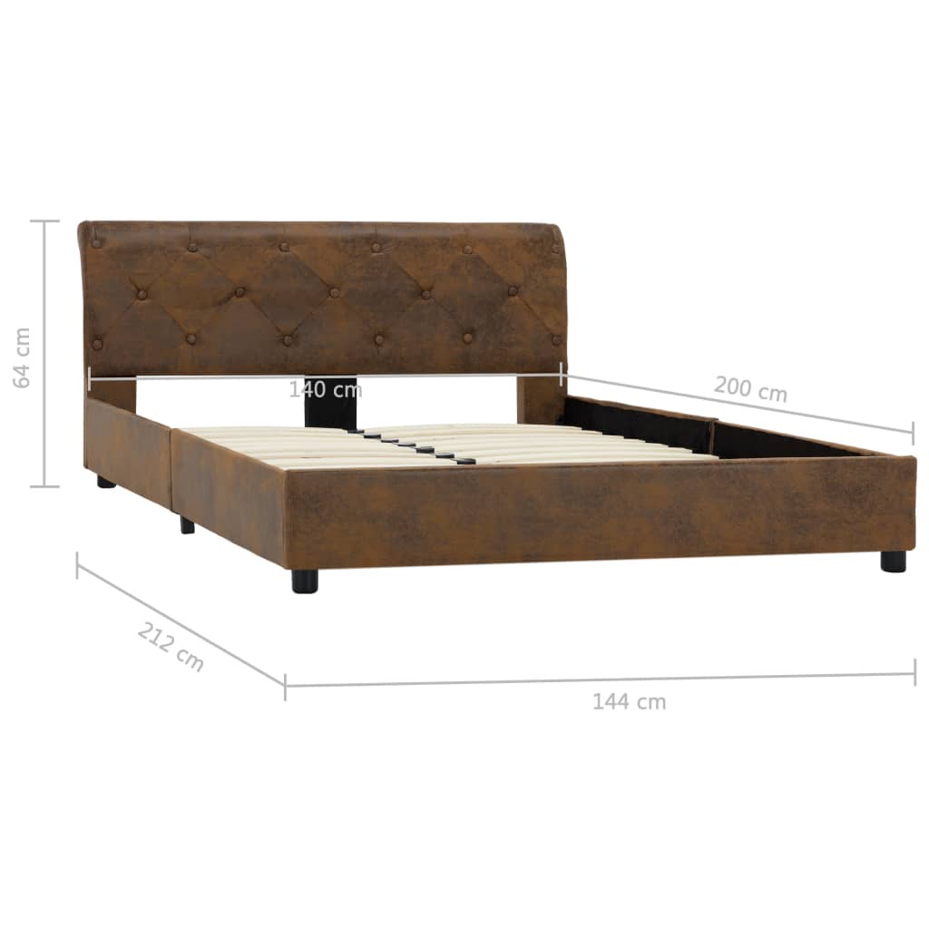 Bedframe kunstsuède bruin 140x200 cm is nu te koop bij PeponiXL, paradijselijk wonen!