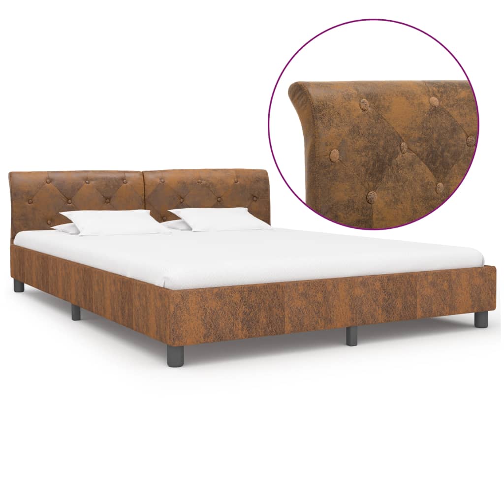 Bedframe kunstsuède bruin 180x200 cm is nu te koop bij PeponiXL, paradijselijk wonen!