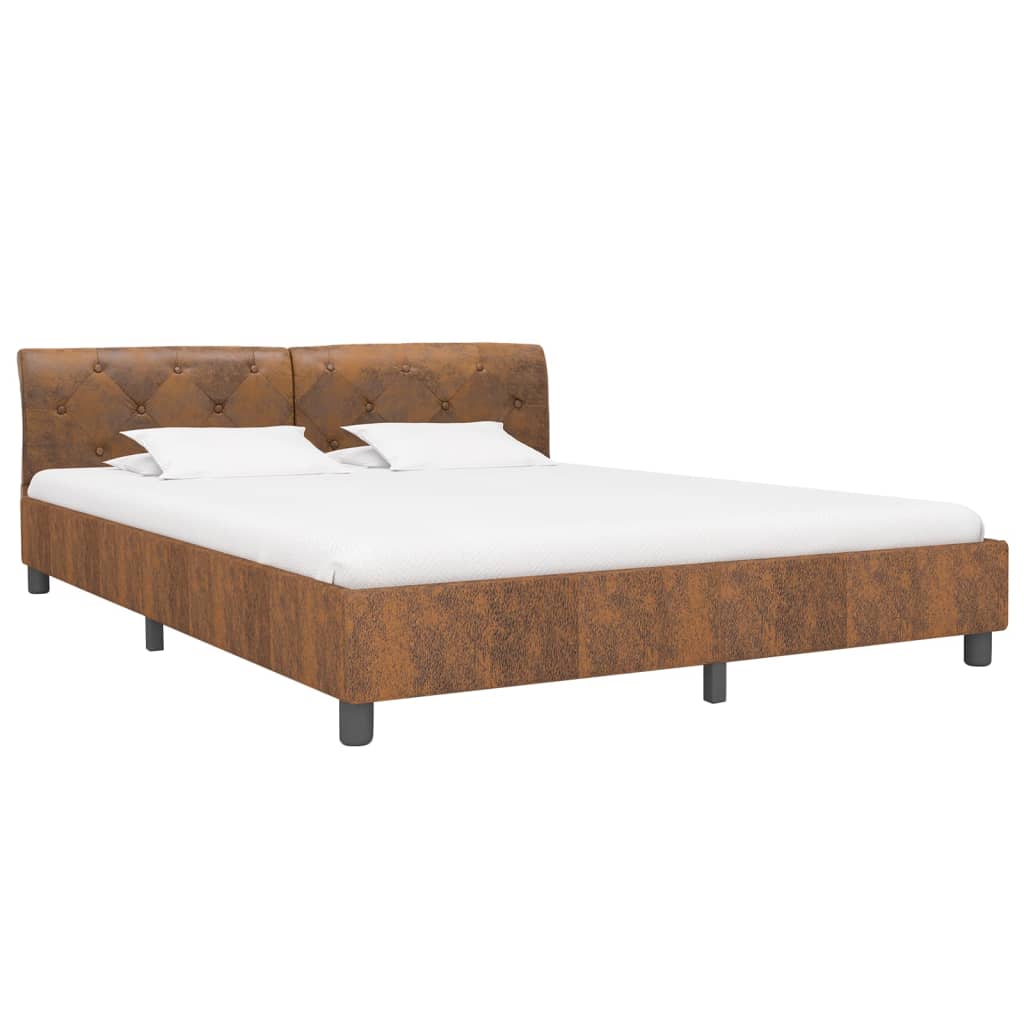 Bedframe kunstsuède bruin 180x200 cm is nu te koop bij PeponiXL, paradijselijk wonen!