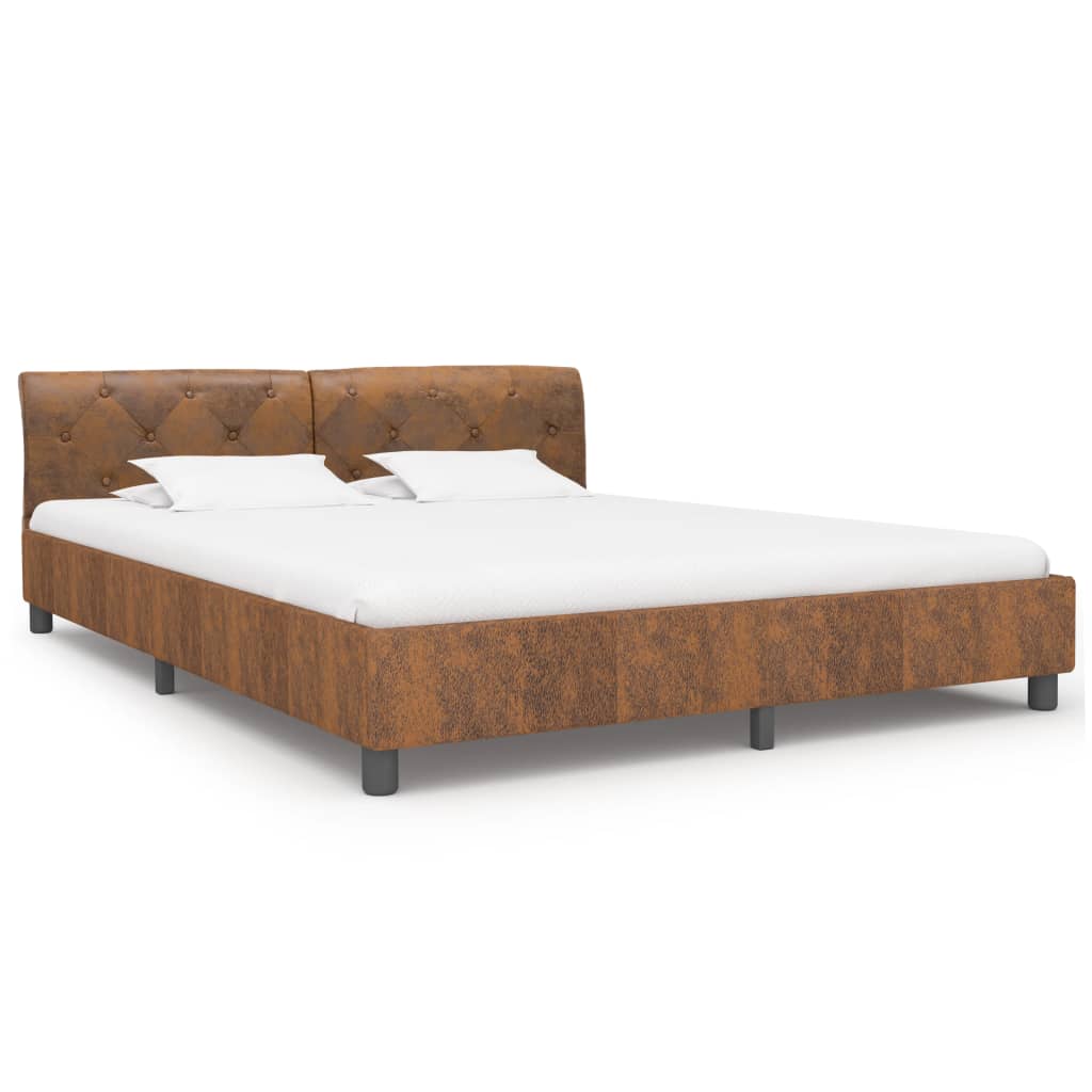 Bedframe kunstsuède bruin 180x200 cm is nu te koop bij PeponiXL, paradijselijk wonen!