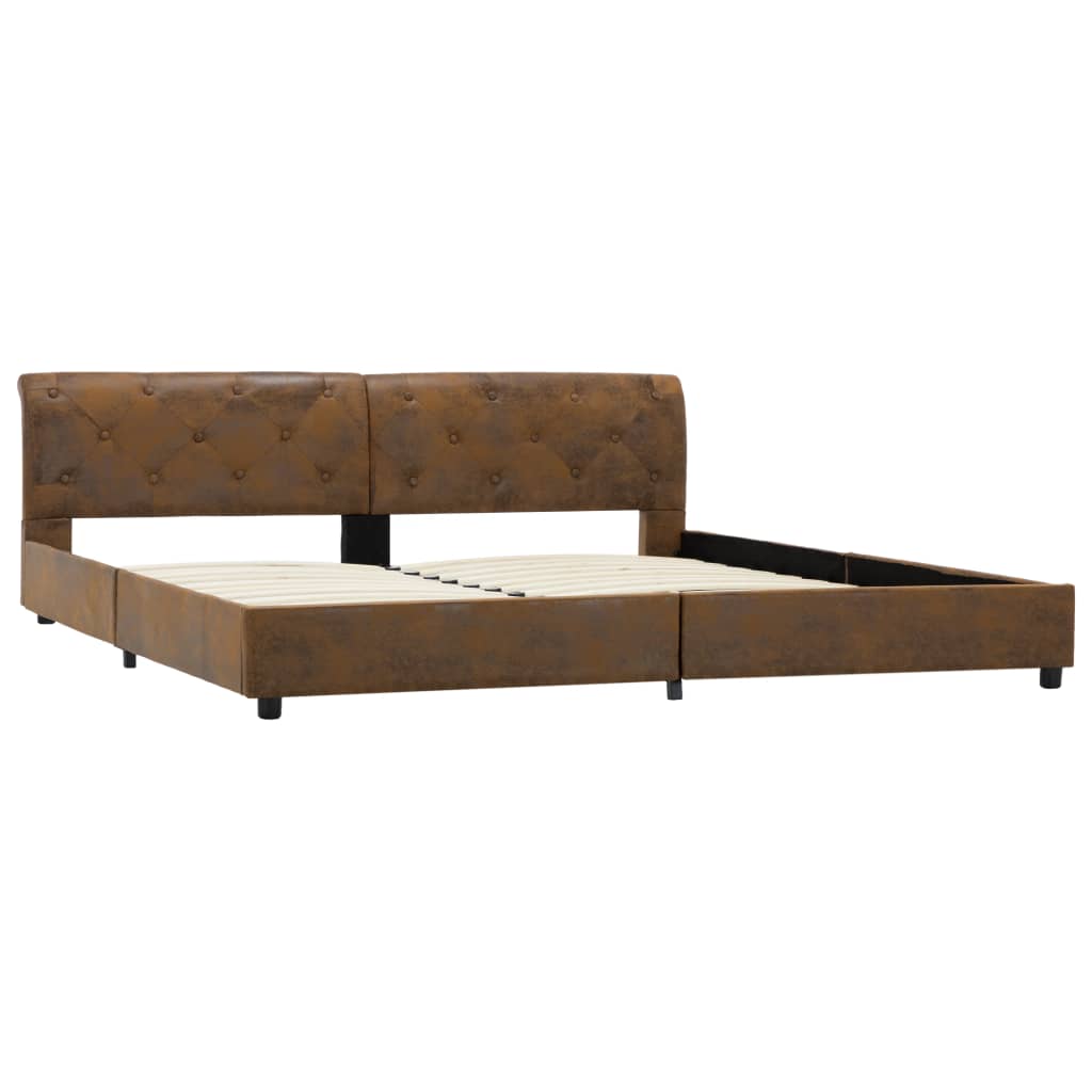 Bedframe kunstsuède bruin 180x200 cm is nu te koop bij PeponiXL, paradijselijk wonen!