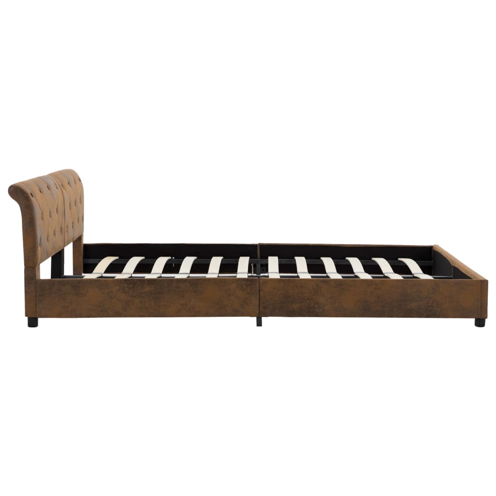 Bedframe kunstsuède bruin 180x200 cm is nu te koop bij PeponiXL, paradijselijk wonen!