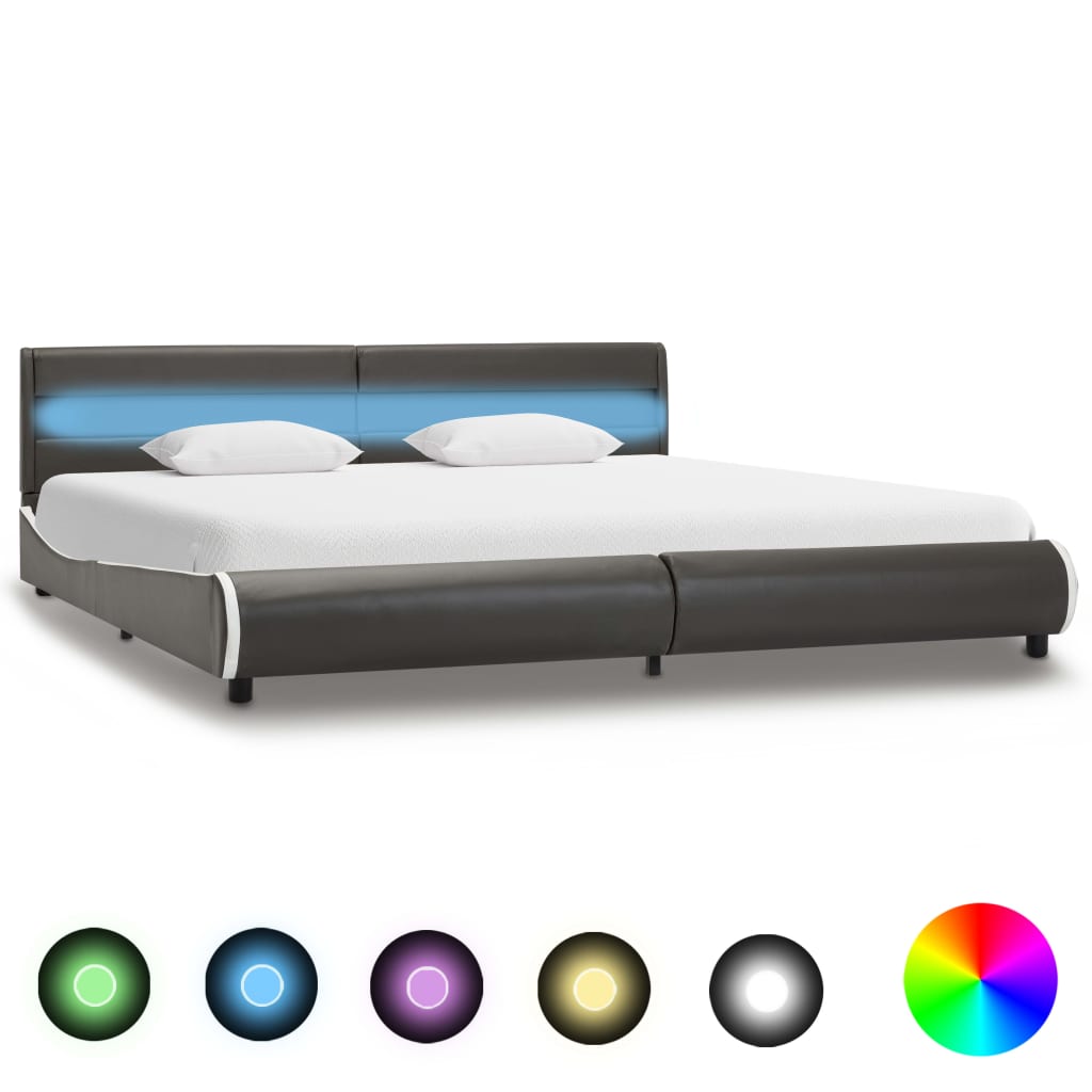 Bedframe met LED kunstleer antraciet 180x200 cm is nu te koop bij PeponiXL, paradijselijk wonen!