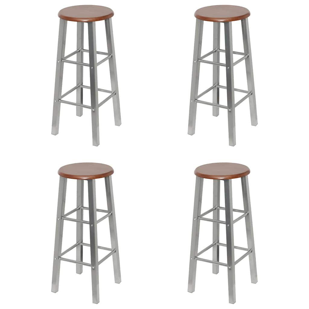 Barkrukken 4 st MDF bruin en zilver is nu te koop bij PeponiXL, paradijselijk wonen!