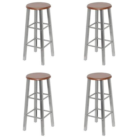 Barkrukken 4 st MDF bruin en zilver is nu te koop bij PeponiXL, paradijselijk wonen!
