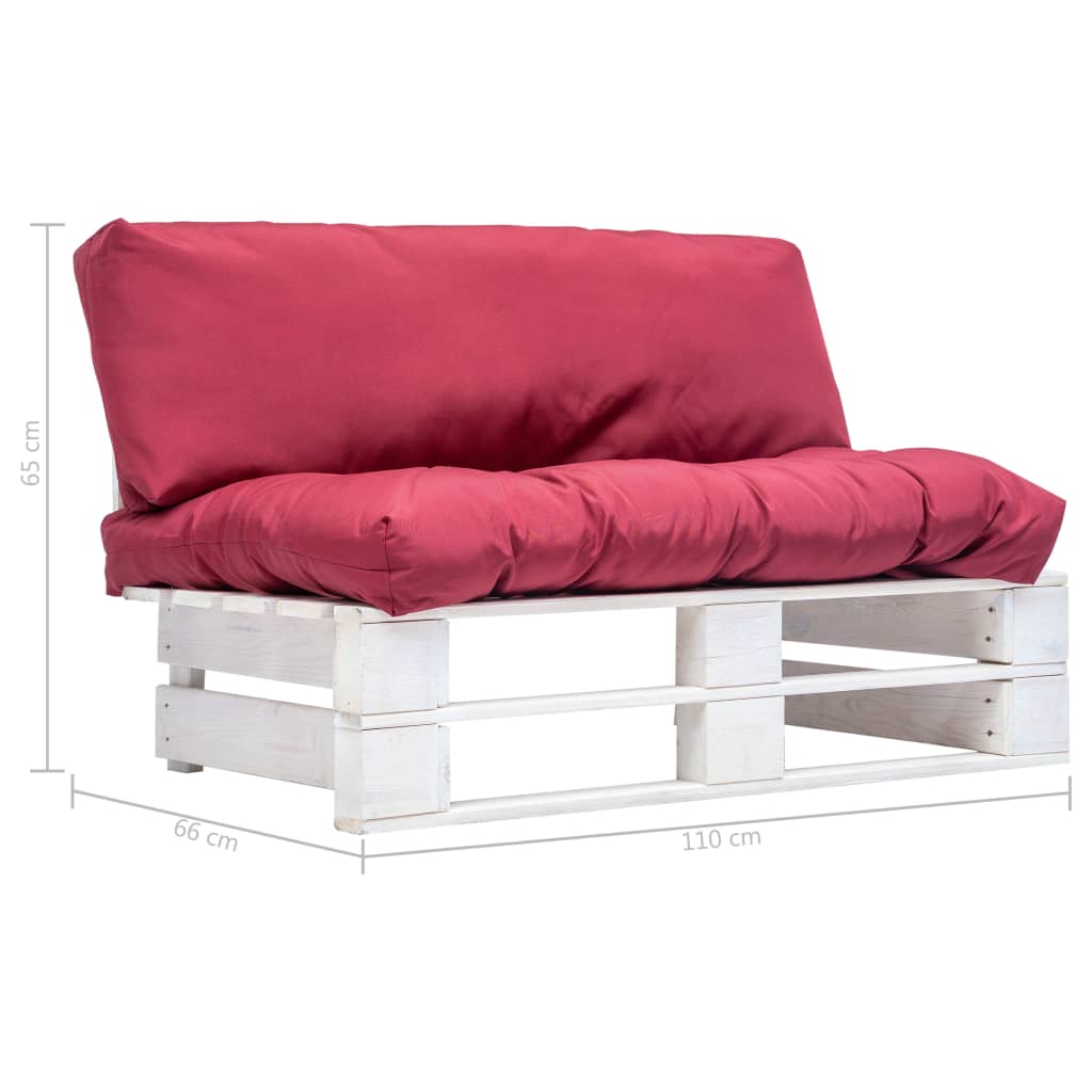 Tuinbank pallet met rode kussens grenenhout is nu te koop bij PeponiXL, paradijselijk wonen!