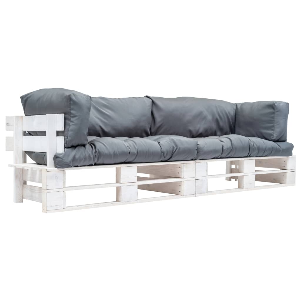 2-delige Bankenset pallet met grijze kussens grenenhout is nu te koop bij PeponiXL, paradijselijk wonen!